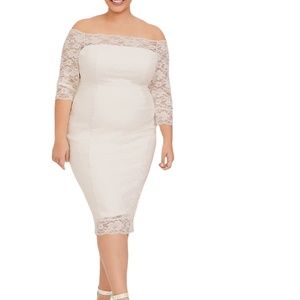 NEW Torrid Bridal Off Shoulder Lace Bodycon Wedding Dress Plus Size 16 NWT